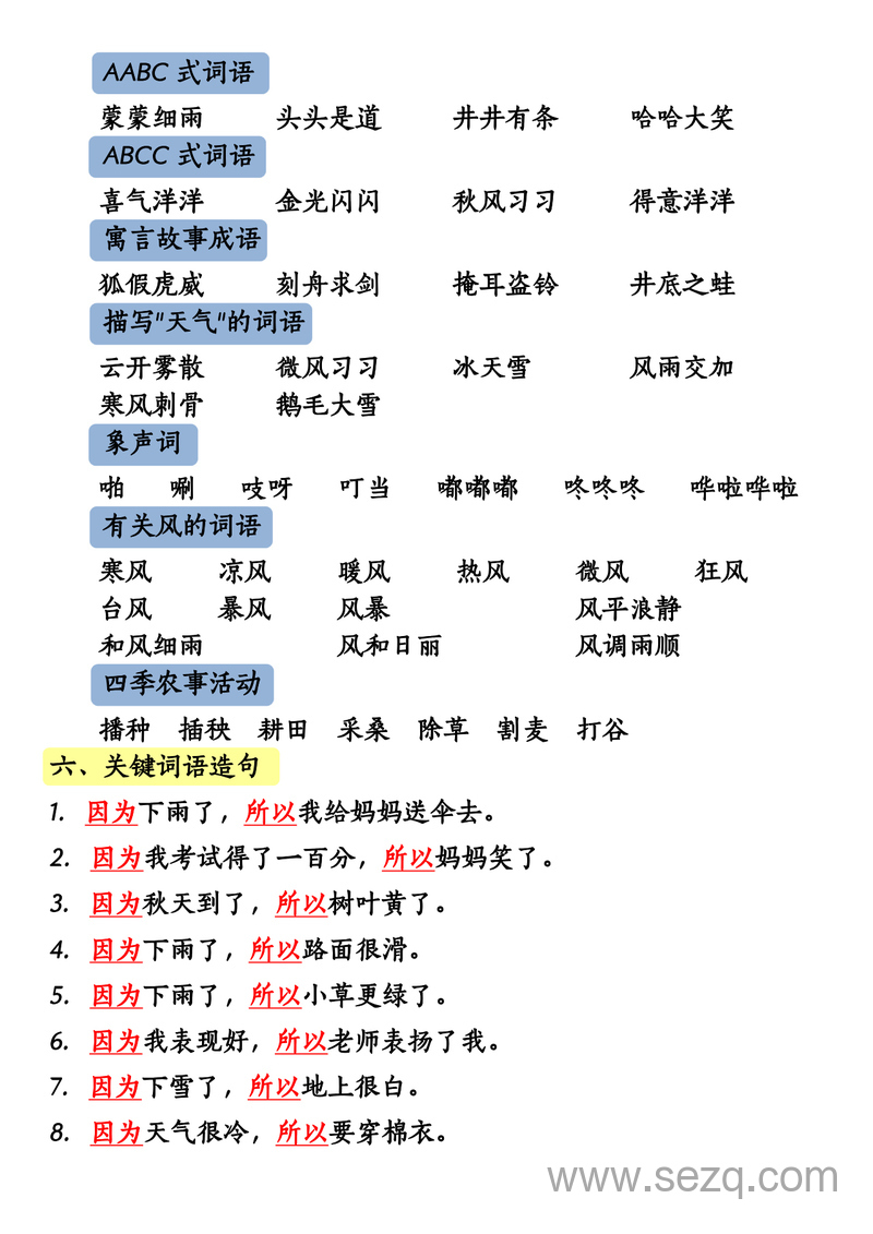 二年级上册语文全册重点知识汇总 - 文档资源第3张