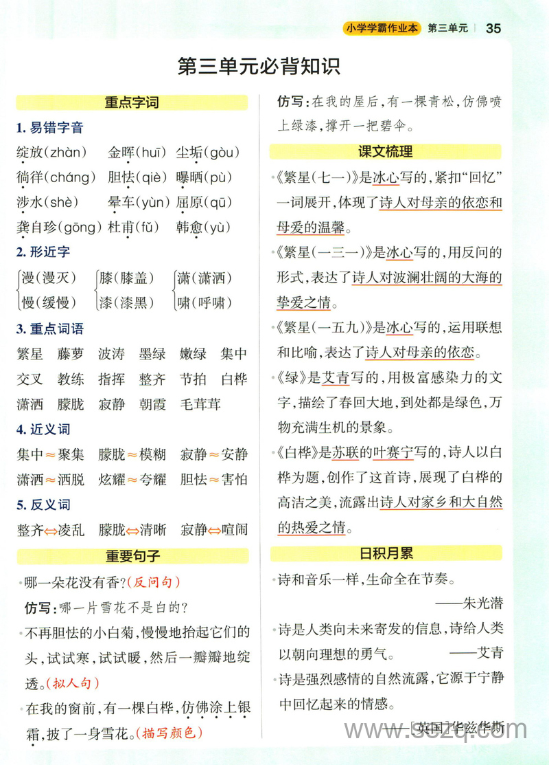 四年级下册语文必背知识（1-8单元） - 文档资源第3张