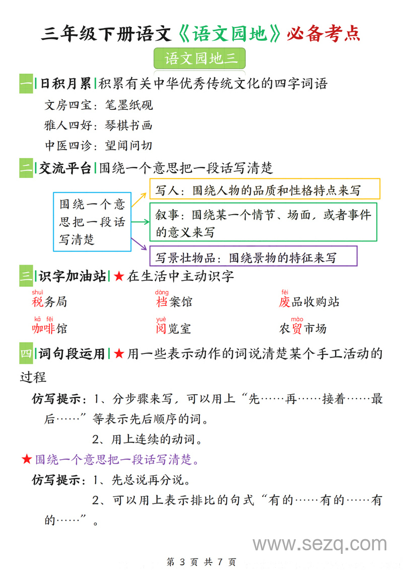 三年级下册语文《语文园地》必备考点 - 文档资源第3张