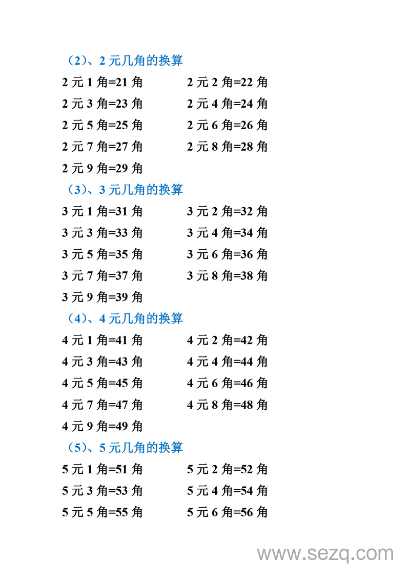一年级下册数学人民币换算整理（最全） - 文档资源第2张