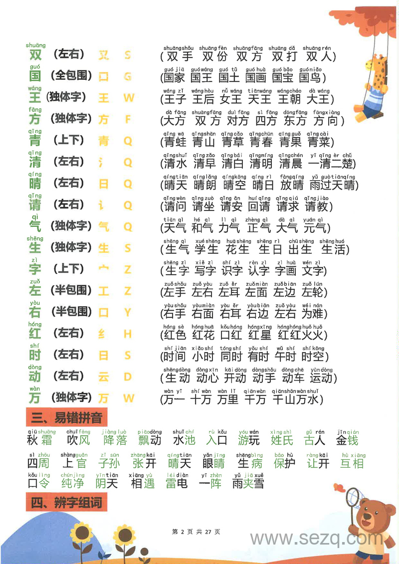 2025年新版一年级下册语文重点知识汇总 - 文档资源第2张
