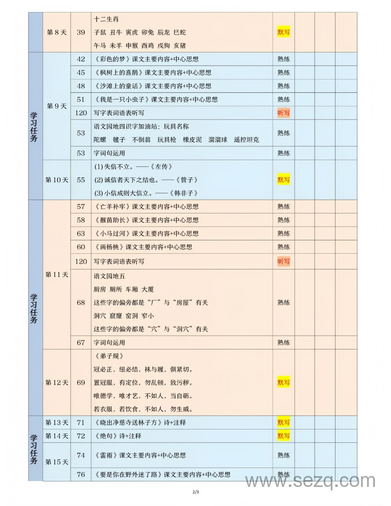 2025年二年级下册语文期末复习计划书 - 文档资源第2张