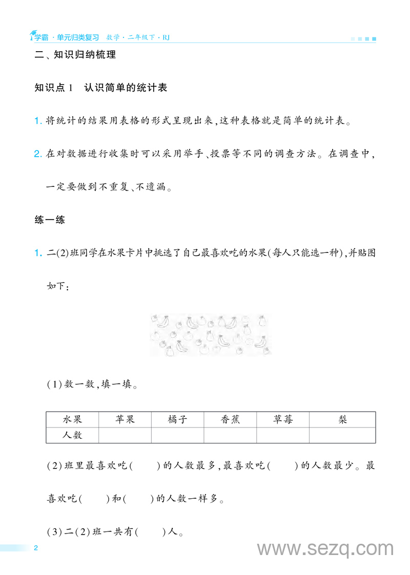 二年级下册数学单元归类复习（人教版） - 文档资源第2张