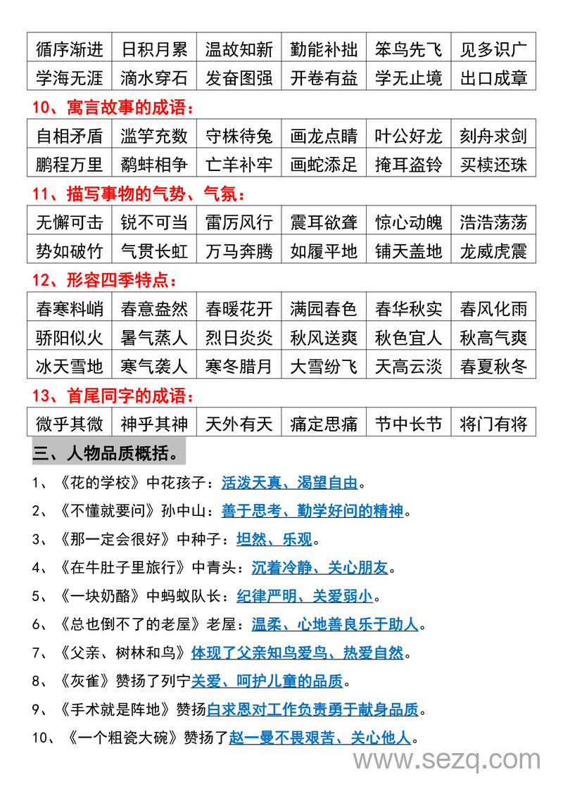 三年级上册语文必背重点知识点归纳 - 文档资源第3张