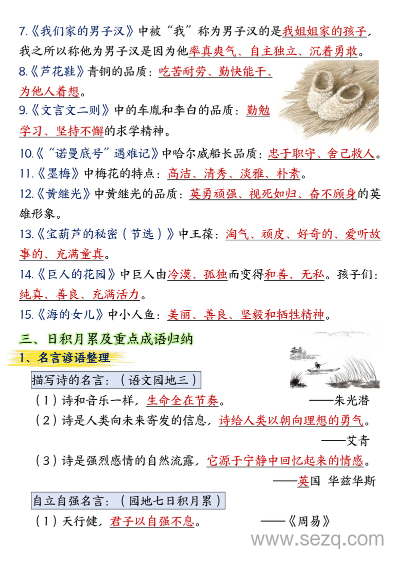 四年级下册语文期末总复习重点知识点归纳整理 - 文档资源第3张