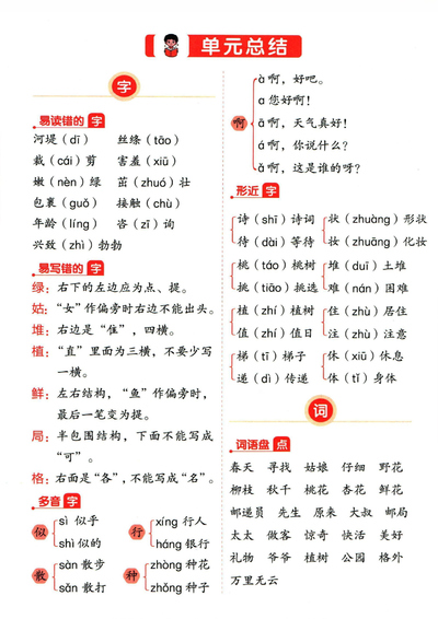 二年级下册语文单元知识点总结（含易错字/词语/考点）（16页） - 少儿专区