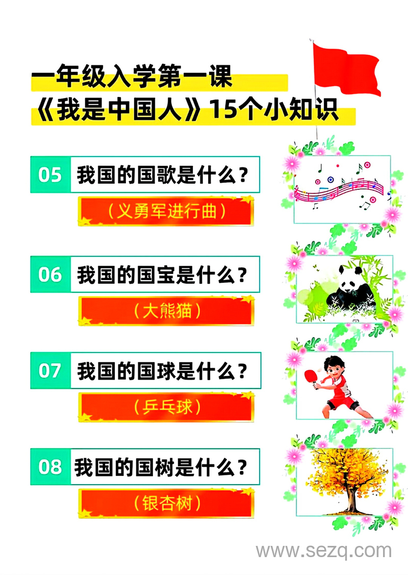 新版一年级上册语文开学第一课我是中国人15个小知识 - 文档资源第3张