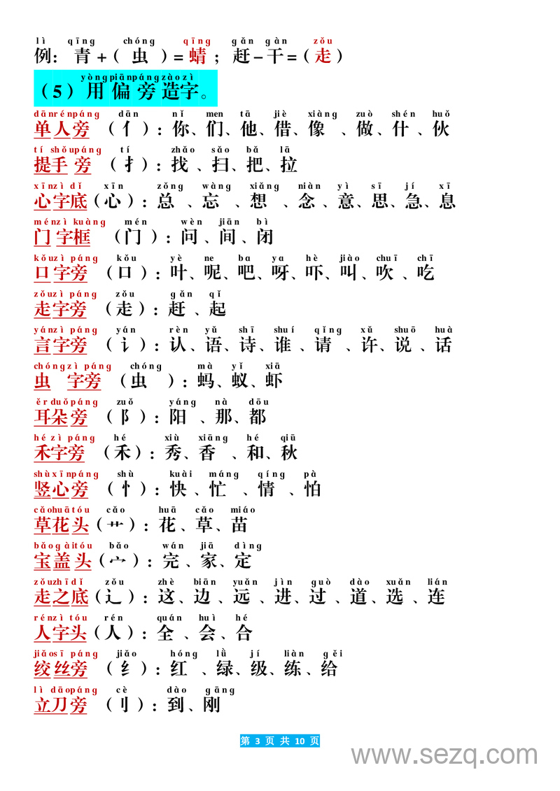 一年级上册语文期末考点汇总 - 文档资源第3张