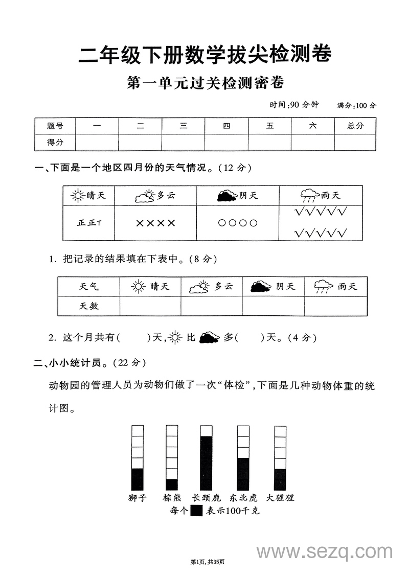 2025年二年级下册数学1-9单元拔尖检测卷（人教版） - 文档资源第1张