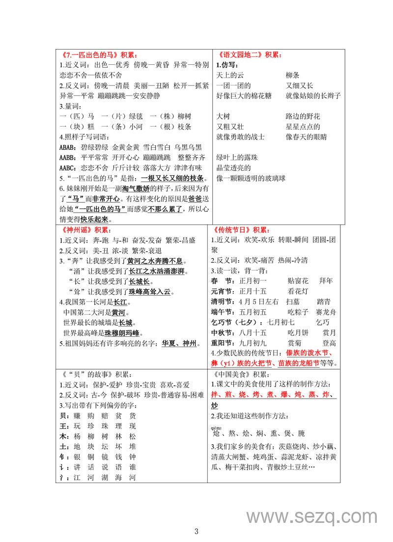 二年级下册语文每课重点字词与主旨积累课课贴 - 文档资源第3张