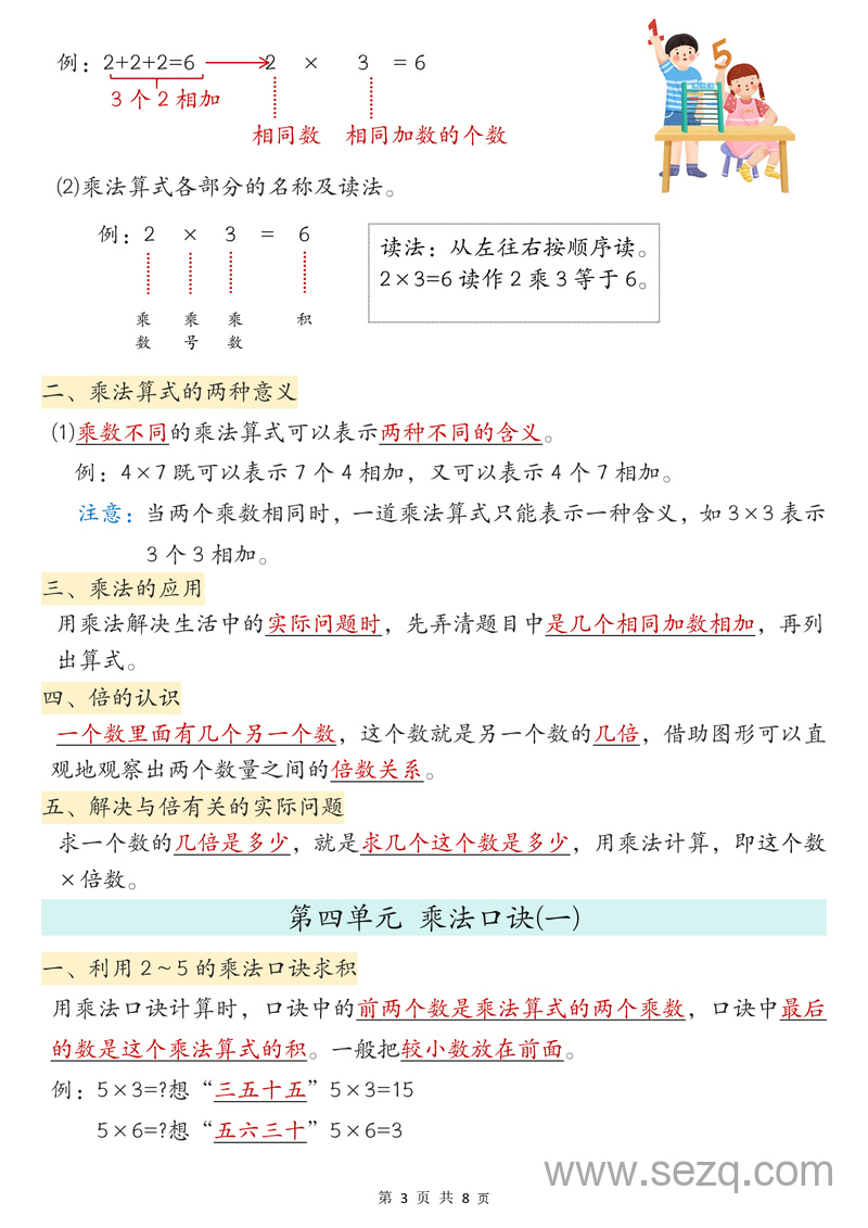 新版二年级上册数学必背知识点汇总 - 文档资源第3张