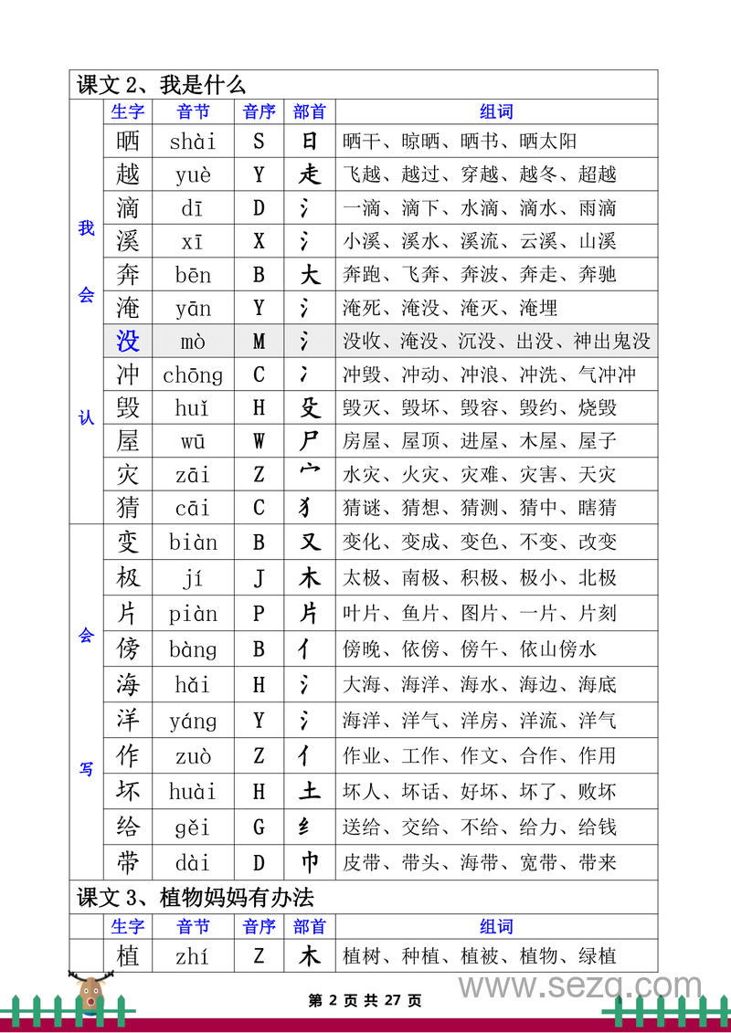 2024新版二年级上册语文全册生字组词 - 文档资源第2张