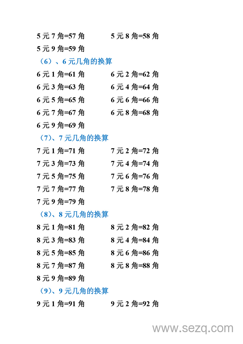 一年级下册数学人民币换算整理（最全） - 文档资源第3张