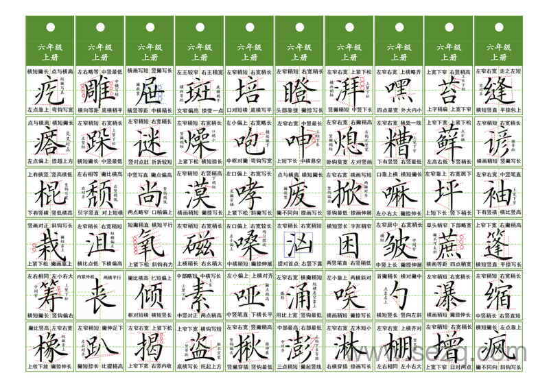 六年级上册,下册语文同步精讲字卡 - 文档资源第2张