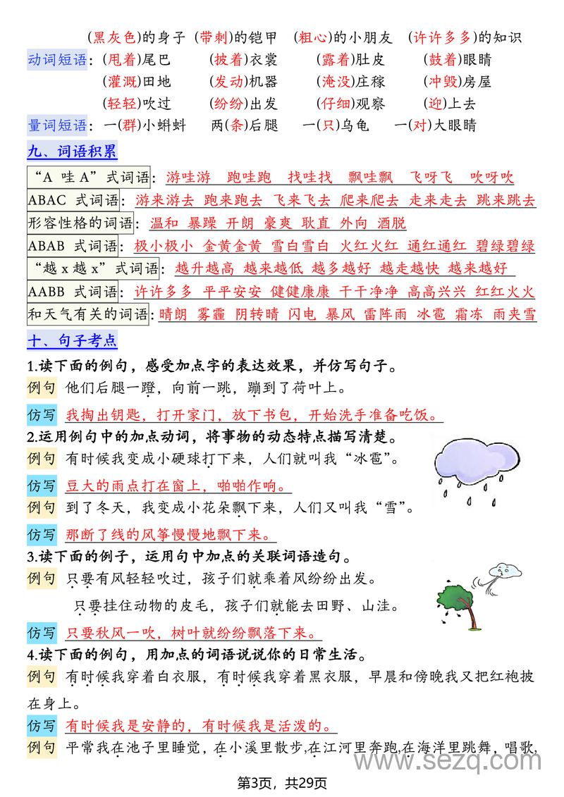 2025年新版二年级上册语文1-8单元高频考点总结单（含十二个考点归纳） - 文档资源第3张