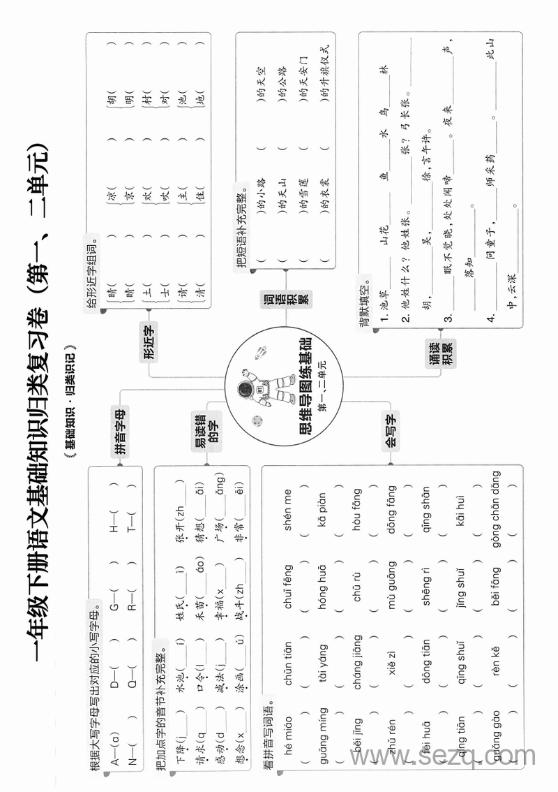 2025年新版一年级下册语文基础知识归类复习卷 - 文档资源第1张