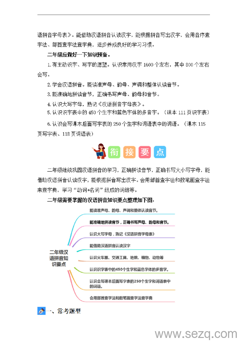 2024年一升二语文字音辨析暑假衔接课（讲义和试题） - 文档资源第3张
