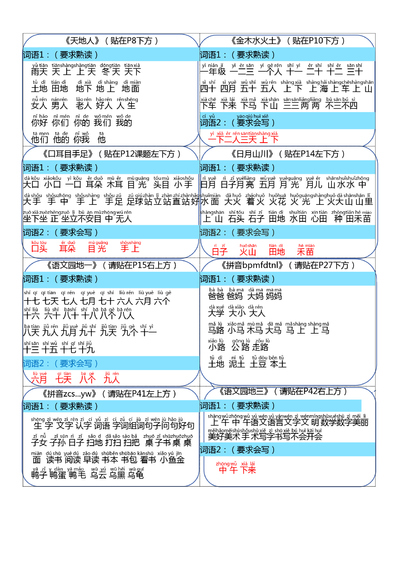 2024新版一年级上册语文课课贴（彩色版可裁剪）（4页） - 少儿专区