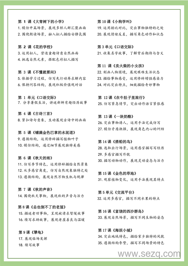 2025年秋季新版三年级上册语文跟着课本学写作（答案版） - 文档资源第2张