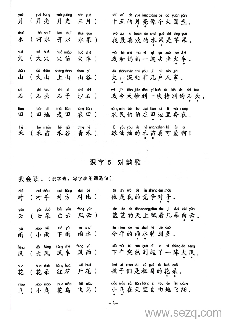 一年级上册语文生字组词造句阅读本 - 文档资源第3张