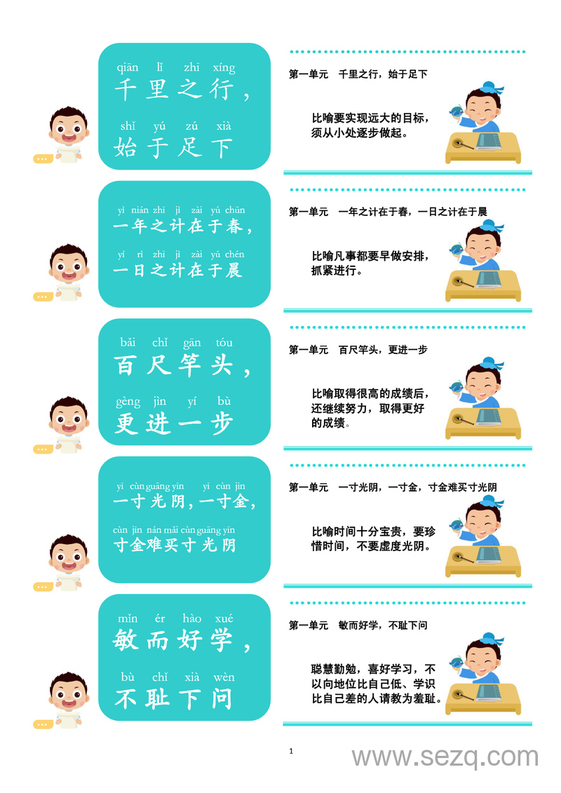 三年级,四年级,五年级,六年级语文每日晨读小古文（常爸240句48单元） - 文档资源第1张