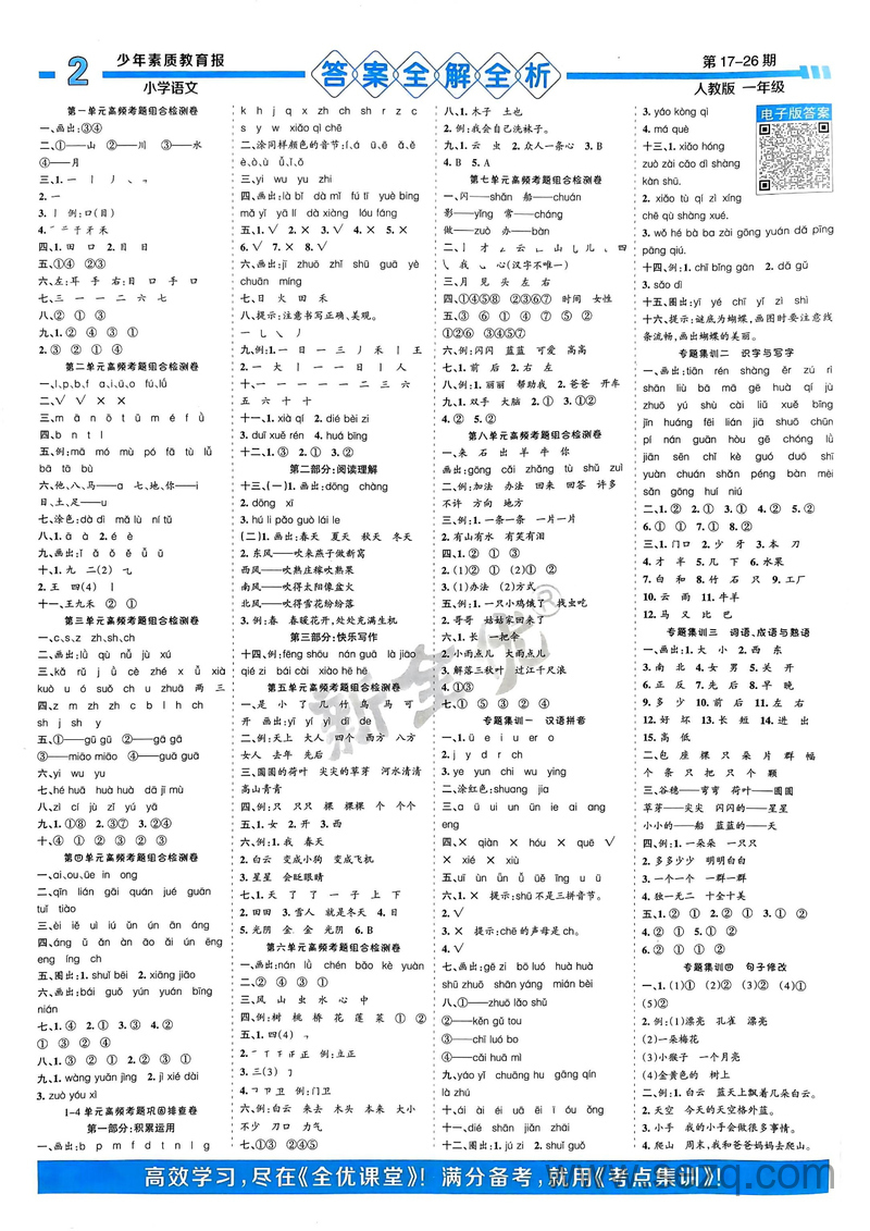 2024年秋季一年级上册语文期末系统总复习（15天满分备考人教版） - 文档资源第2张