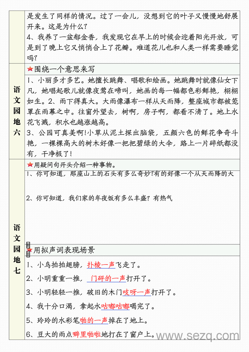 三年级下册语文1-8单元语文园地句子仿写应用文专练 - 文档资源第3张