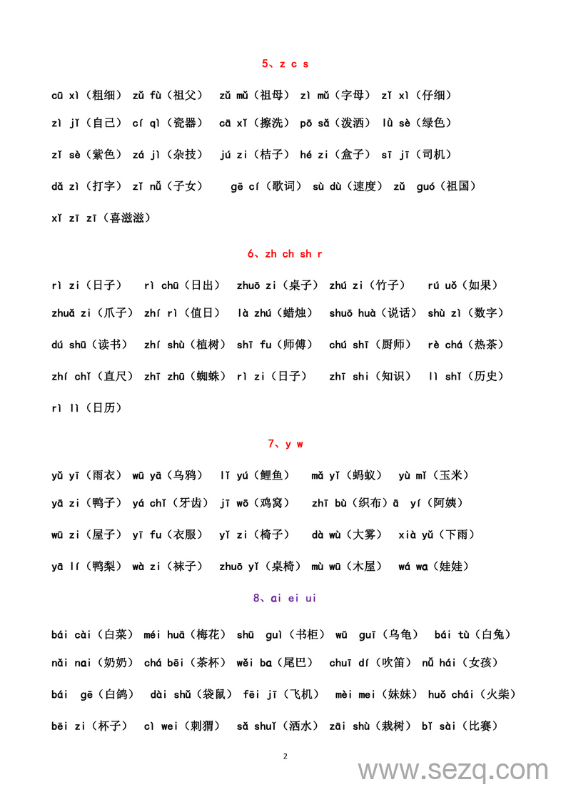 一年级上册语文汉语拼音拼读练习（晨读晚读最佳资料） - 文档资源第2张