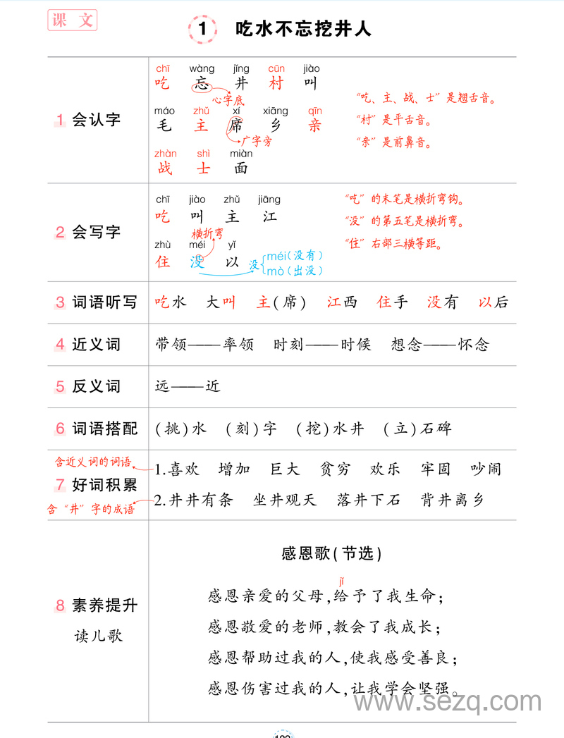 2024年新版一年级下册语文每课背记清单（状元版） - 文档资源第3张