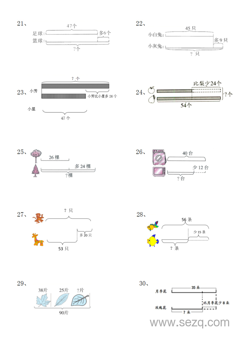 二年级上册数学典型线段图列式计算 - 文档资源第3张