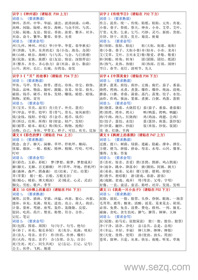 新版二年级下册语文每课重点字词课课贴 - 文档资源第2张