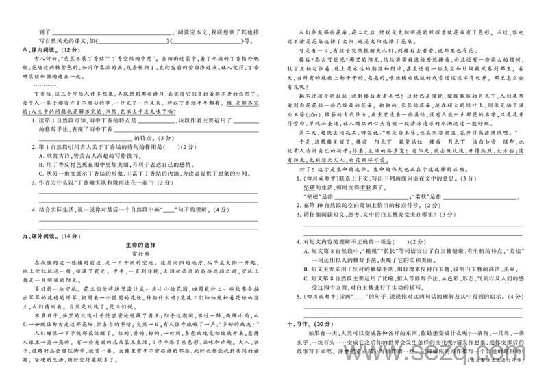 六年级上册语文单元综合测评卷（含答案详解） - 文档资源第2张