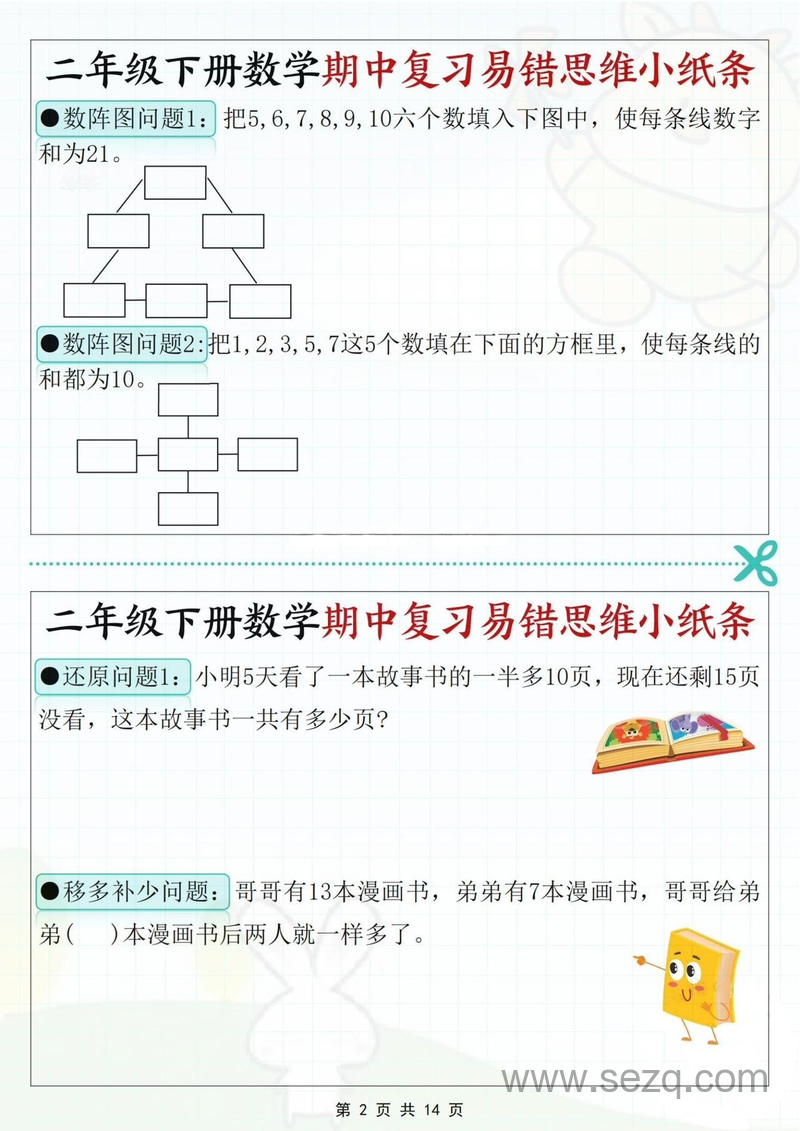 二年级下册数学期中复习易错思维小纸条（含答案） - 文档资源第2张