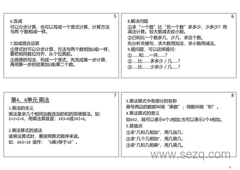 二年级上册数学必背笔记（人教版） - 文档资源第2张