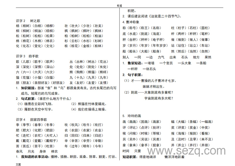 二年级上册语文词语及知识点总结 - 文档资源第2张