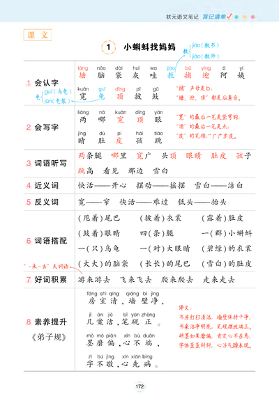 二年级上册语文状元笔记背记清单（24页） - 少儿专区