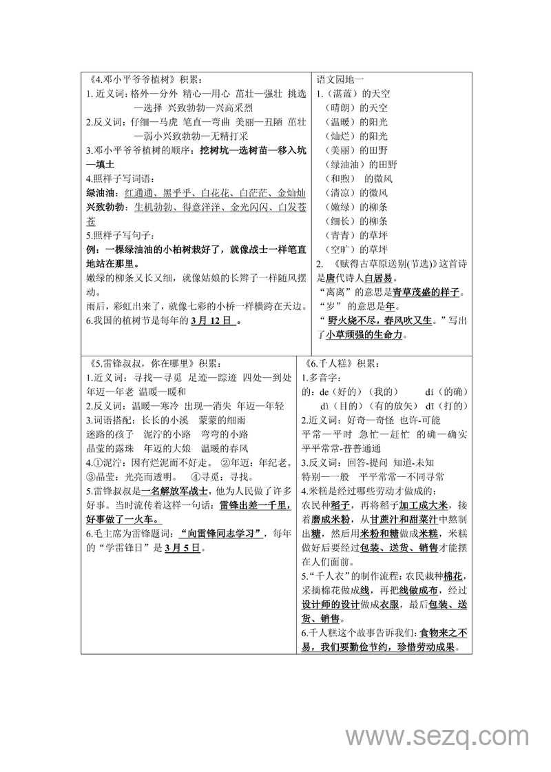 二年级下册语文知识点积累（课课贴） - 文档资源第2张