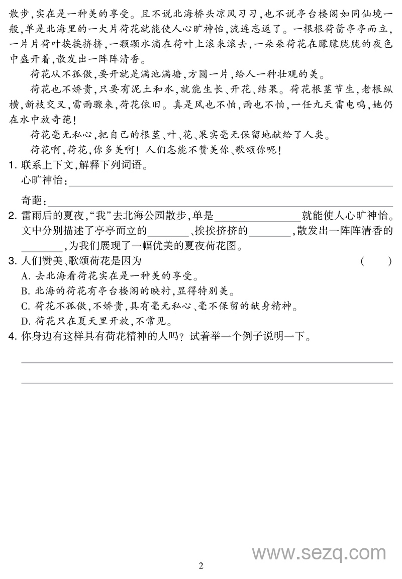 三年级下册语文阅读集训专练（含答案） - 文档资源第2张