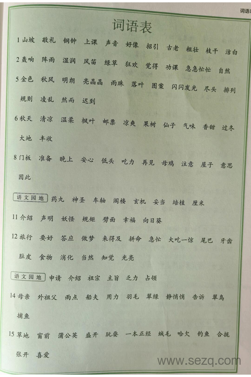 2025年新版三年级上册语文识字表写字表词语表 - 文档资源第3张