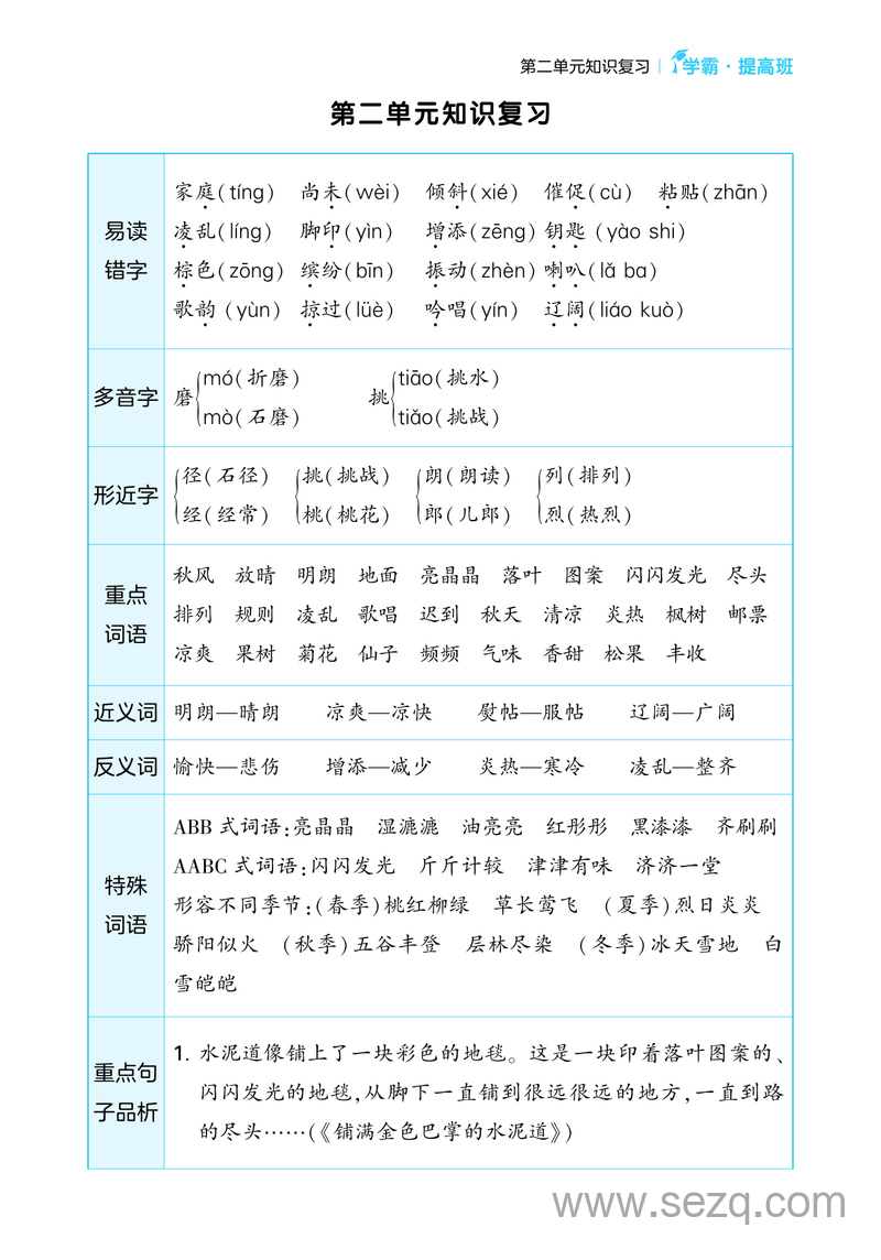 2025年三年级上册语文第1-8单元知识复习（学霸提高班） - 文档资源第3张