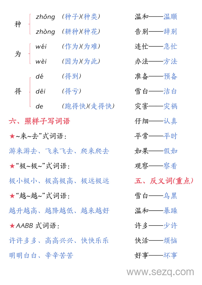 二年级上册语文知识要点1-8单元汇总 - 文档资源第2张
