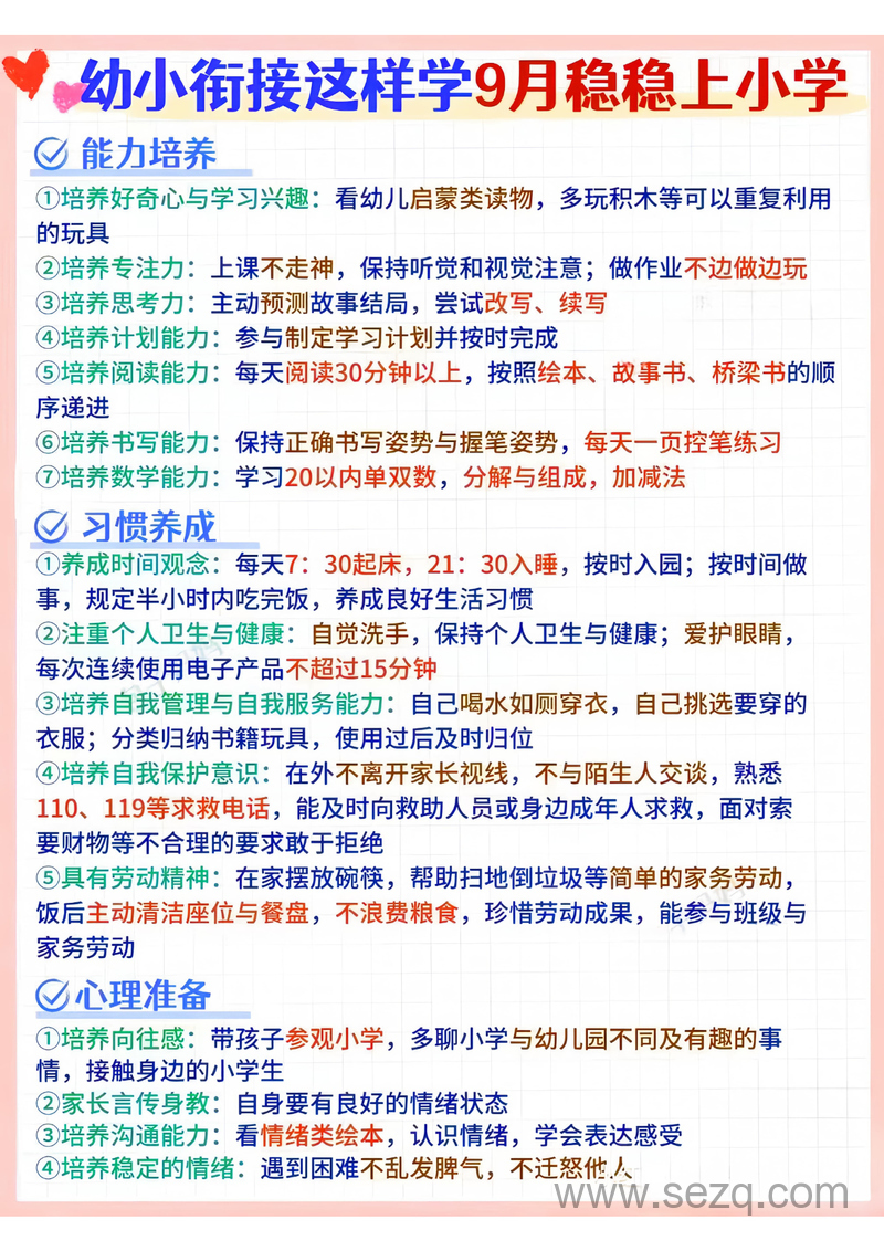 幼小衔接能力培养与学科准备入学指南 - 文档资源第1张