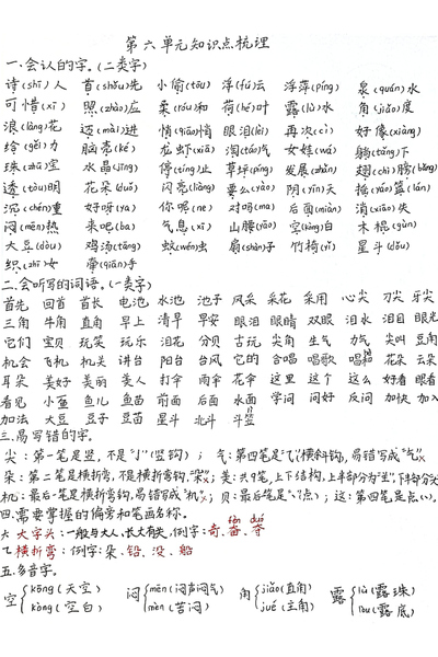 一年级下册语文第六单元知识点梳理（4页） - 少儿专区