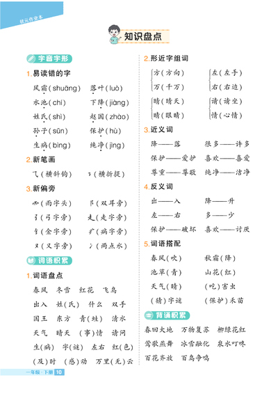 一年级下册语文1-8单元知识盘点（8页） - 少儿专区