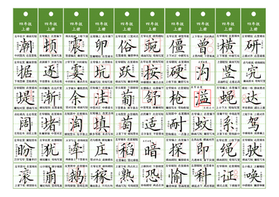 四年级语文同步精讲字卡上下册（10页） - 少儿专区