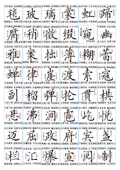 六年级上册语文生字书写规范（4页） - 少儿专区