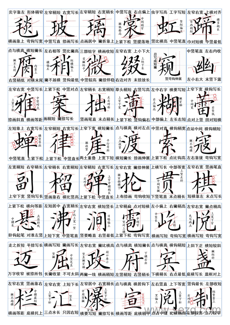 六年级上册语文生字书写规范 - 文档资源第1张