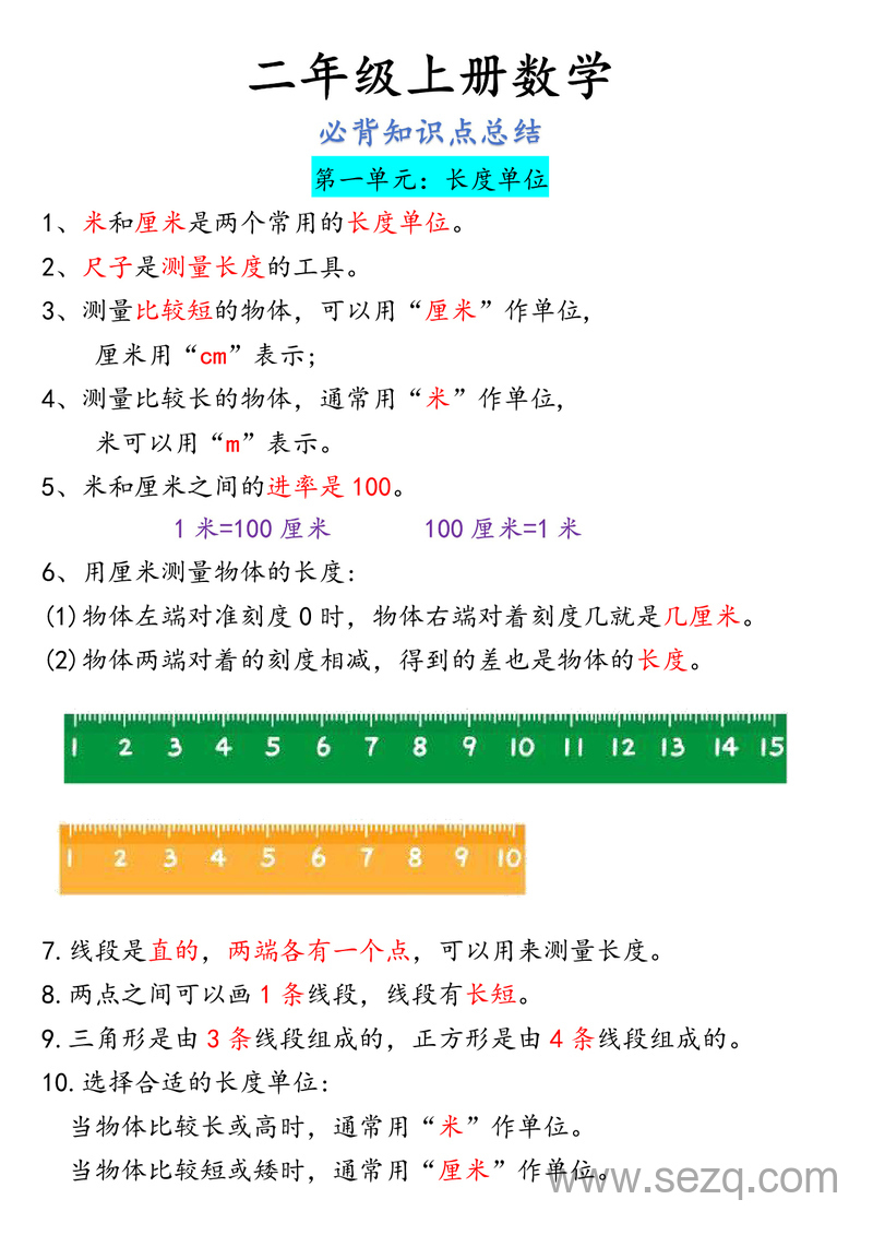 二年级上册数学必背公式与知识点总结 - 文档资源第3张