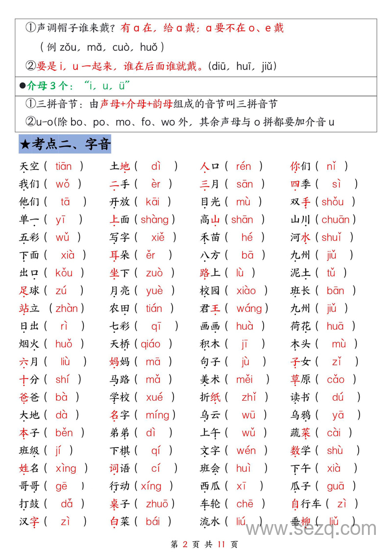 2025年新版一年级上册语文期中复习考点合集（十六大考点） - 文档资源第2张