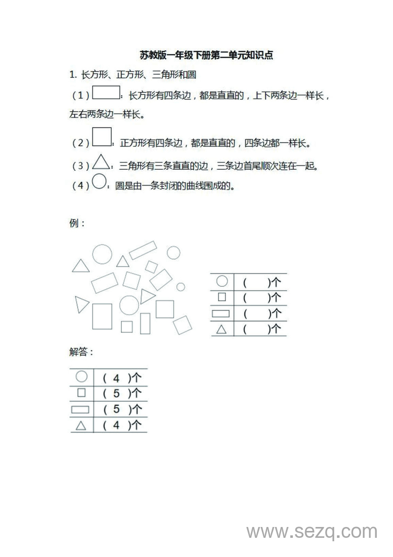 一年级下册数学知识要点汇总 - 文档资源第2张